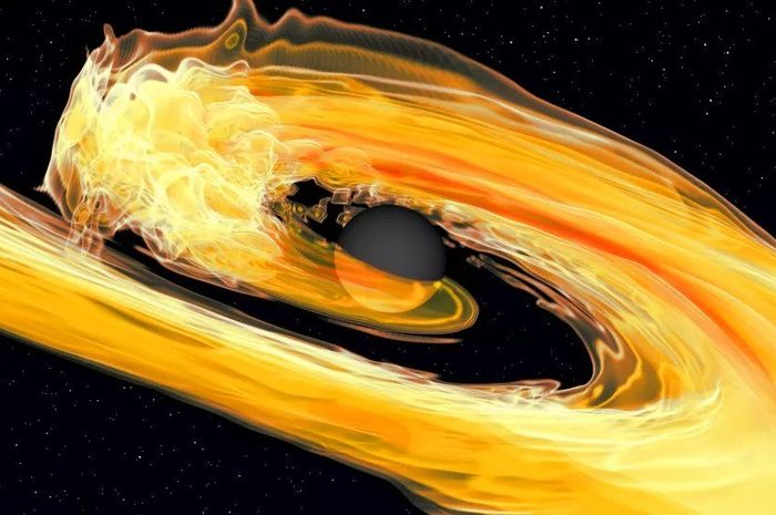 Rasa baru dari tabrakan termasuk lubang hitam dan bintang neutron, membentuk campuran.  Penggambaran artis tentang penggabungan lubang hitam dan bintang neutron.  (Kredit Gambar: Visualisasi: D. Dietrich, N. Fischer, S. Osokin, H. Pfeiffer, D. W.; Simulasi: V. Surazia, D. Dietrich)