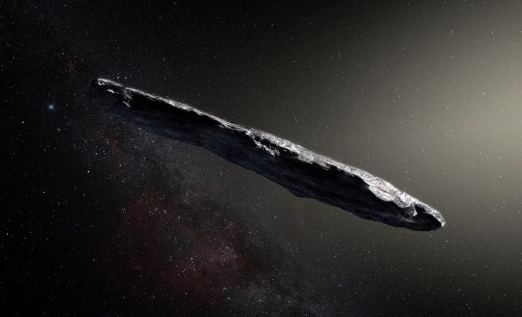 Bagan Gambar imajiner asteroid perantara yang disebut Oumuamua / Ilmuwan Avi Loeb percaya bahwa benda langit adalah seni luar angkasa.