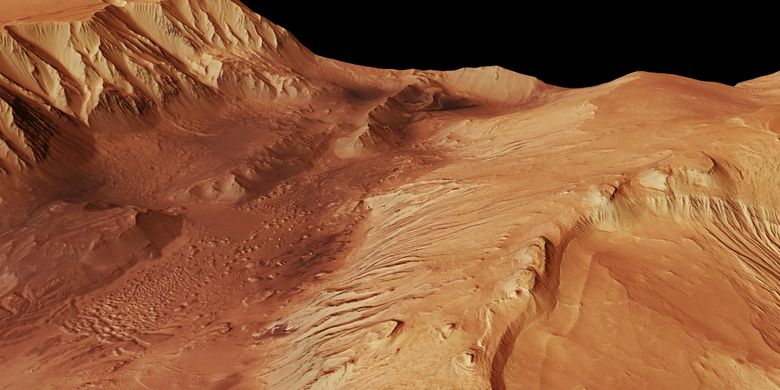 Foto Candor Chasma, salah satu barang paling dicari di Valley Marineris, dirilis di Mars Express pada Juli 2006.